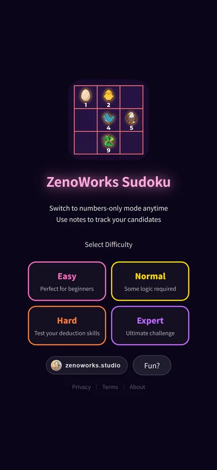 ZenoWorks Sudoku｜Title screen